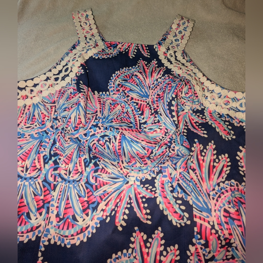 Lilly Pulitzer Makayla printed lace shift dress in oyter bay blue print. Size 6 - Picture 8 of 13